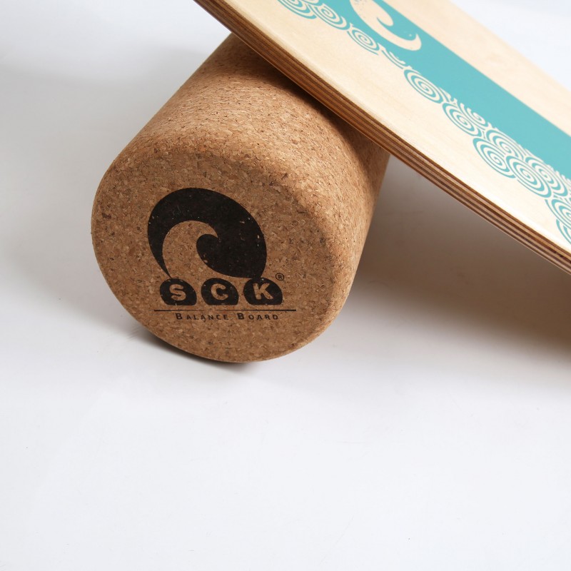 SCK Σανίδα Ισορροπίας PRO με κύλινδρο από φελλό / ξύλινο με γαλάζιο σχέδιο (surf0110-741141)