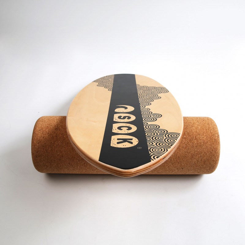 SCK Σανίδα Ισορροπίας PRO με κύλινδρο από φελλό / ξύλινο με μαύρο σχέδιο (surf0110-74841)