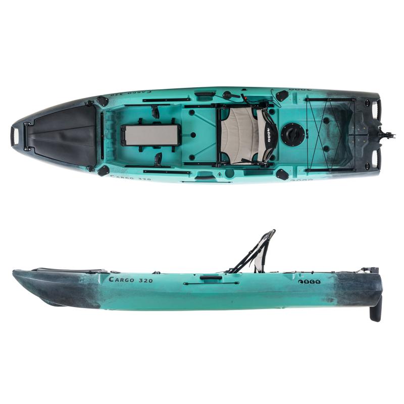 SCK Cargo 320 Μονοθέσιο Pedal Kayak ready με αλουμινίου κάθισμα και τιμονιέρα | Μαύρο-Τυρκουάζ (surf32082)