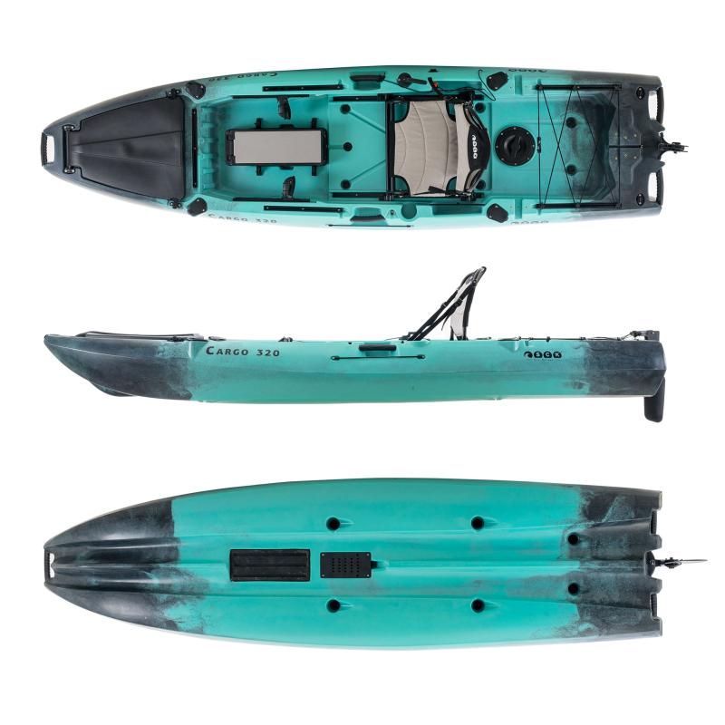 SCK Cargo 320 Μονοθέσιο Pedal Kayak ready με αλουμινίου κάθισμα και τιμονιέρα | Μαύρο-Τυρκουάζ (surf32082)