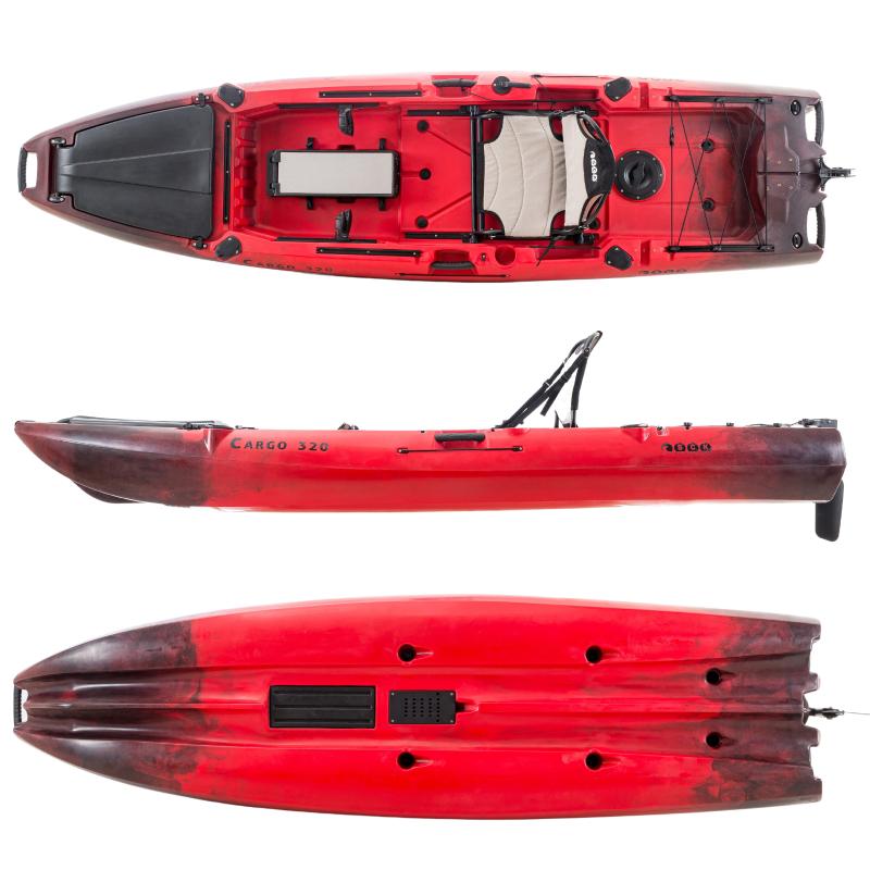 SCK Cargo 320 Μονοθέσιο Pedal Kayak ready με αλουμινίου κάθισμα και τιμονιέρα | Μαύρο-Κόκκινο (surf32048)