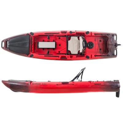 SCK Cargo 320 Μονοθέσιο Pedal Kayak ready με αλουμινίου κάθισμα και τιμονιέρα | Μαύρο-Κόκκινο (surf32048)
