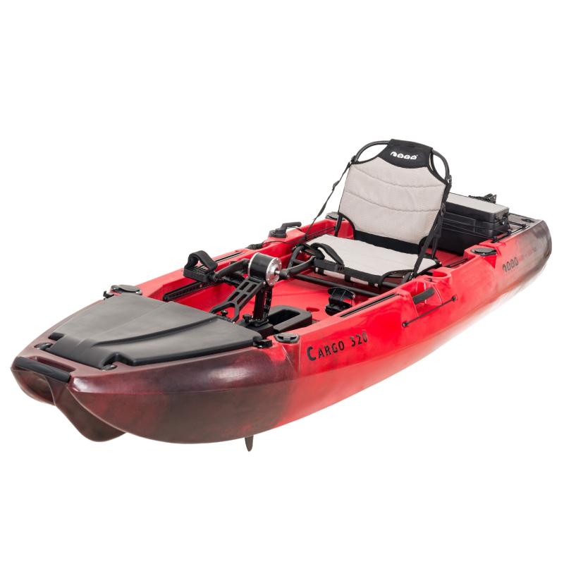 SCK Cargo 320 Μονοθέσιο Pedal Kayak ready με αλουμινίου κάθισμα και τιμονιέρα | Μαύρο-Κόκκινο (surf32048)