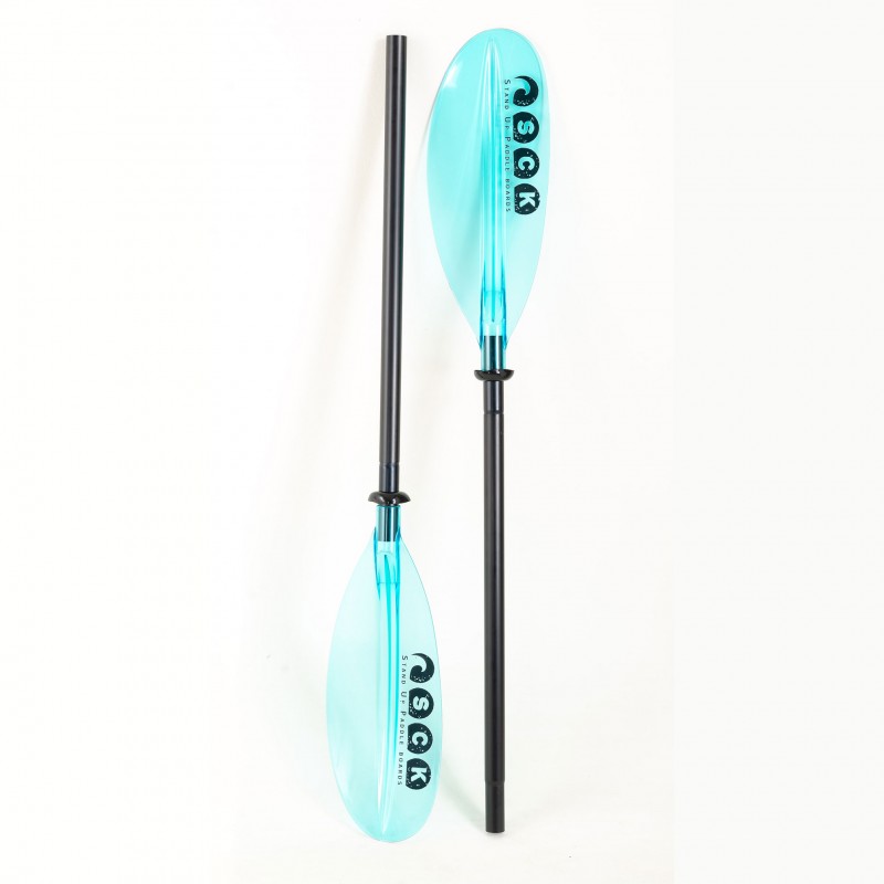 Κουπί καγιάκ σπαστό σε 4 μέρη 225cm αλουμινίου με διάφανες τυρκουάζ λεπίδες SCK (surf0205-2252810)