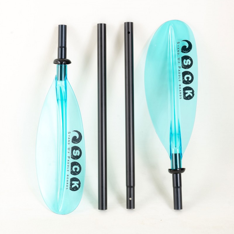 Κουπί καγιάκ σπαστό σε 4 μέρη 225cm αλουμινίου με διάφανες τυρκουάζ λεπίδες SCK (surf0205-2252810)