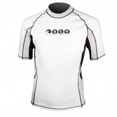 UV αντηλιακή λύκρα με κοντό μανίκι Ανδρική Στενή εφαρμογή Άσπρο/Μαύρο - SCK (surf03022-3K10M)