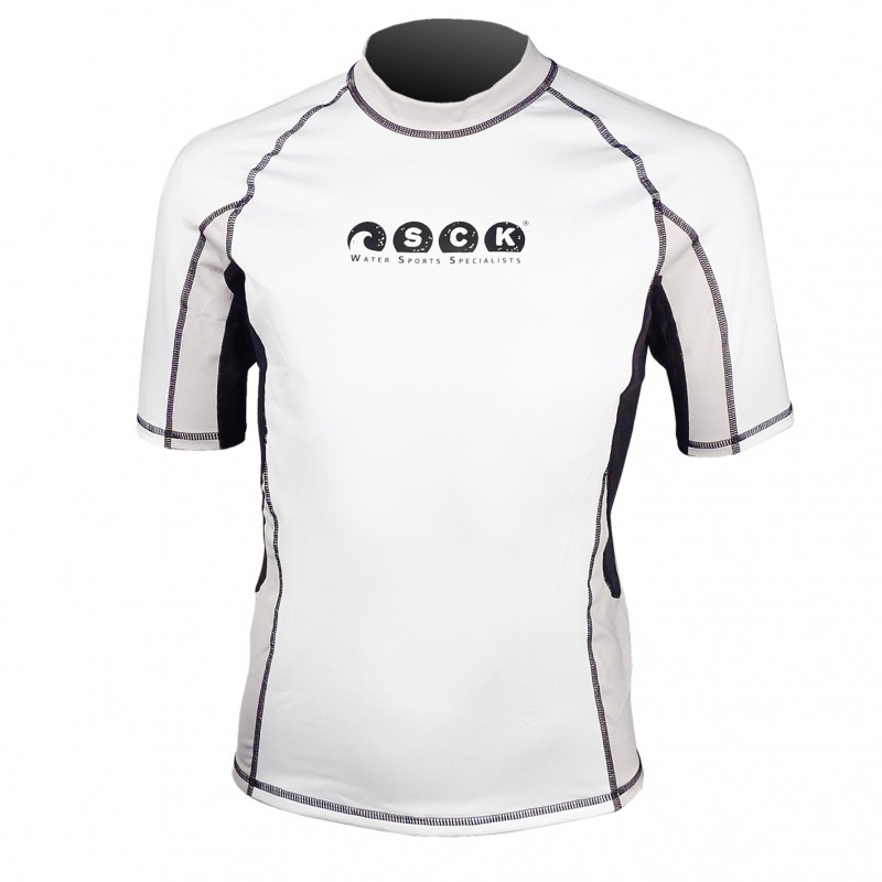 UV αντηλιακή λύκρα με κοντό μανίκι Ανδρική Στενή εφαρμογή Άσπρο/Μαύρο - SCK (surf03022-3K10M)