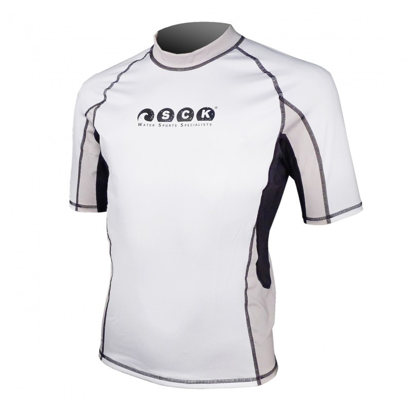 UV αντηλιακή λύκρα με κοντό μανίκι Ανδρική Στενή εφαρμογή Άσπρο/Μαύρο - SCK (surf03022-3K10M)