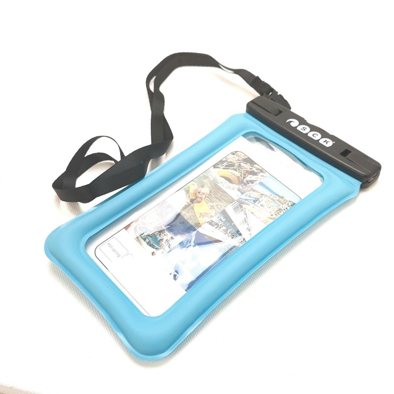 Αδιάβροχη θήκη κινητού με λουράκι που επιπλέει SCK γαλάζια έως 8" (surf2342)