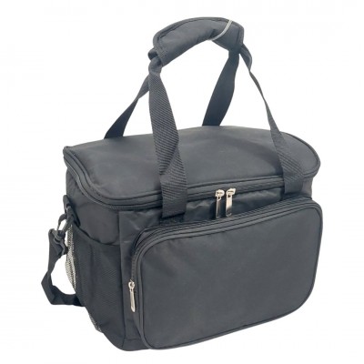 Υφασμάτινο ψυγείο 15L με εξωτερική τσέπη, χερούλια και ιμάντα ώμου Μαύρο - Yaia (surf2853)