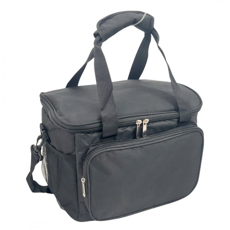 Υφασμάτινο ψυγείο 15L με εξωτερική τσέπη, χερούλια και ιμάντα ώμου Μαύρο - Yaia (surf2853)