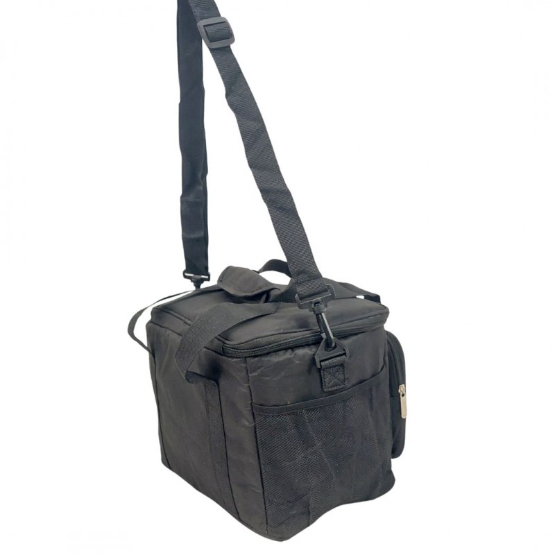 Υφασμάτινο ψυγείο 15L με εξωτερική τσέπη, χερούλια και ιμάντα ώμου Μαύρο - Yaia (surf2853)