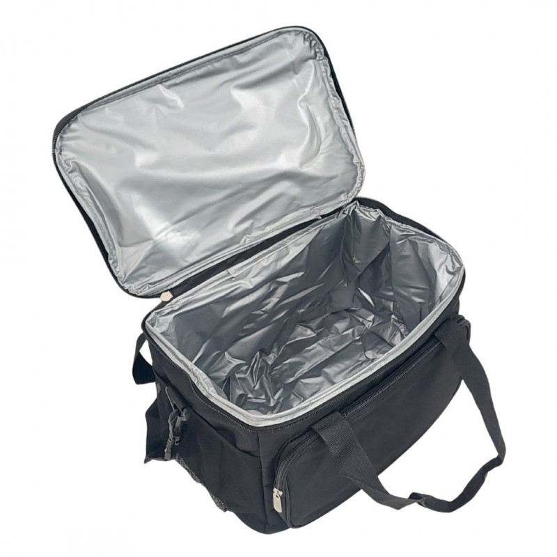 Υφασμάτινο ψυγείο 15L με εξωτερική τσέπη, χερούλια και ιμάντα ώμου Μαύρο - Yaia (surf2853)