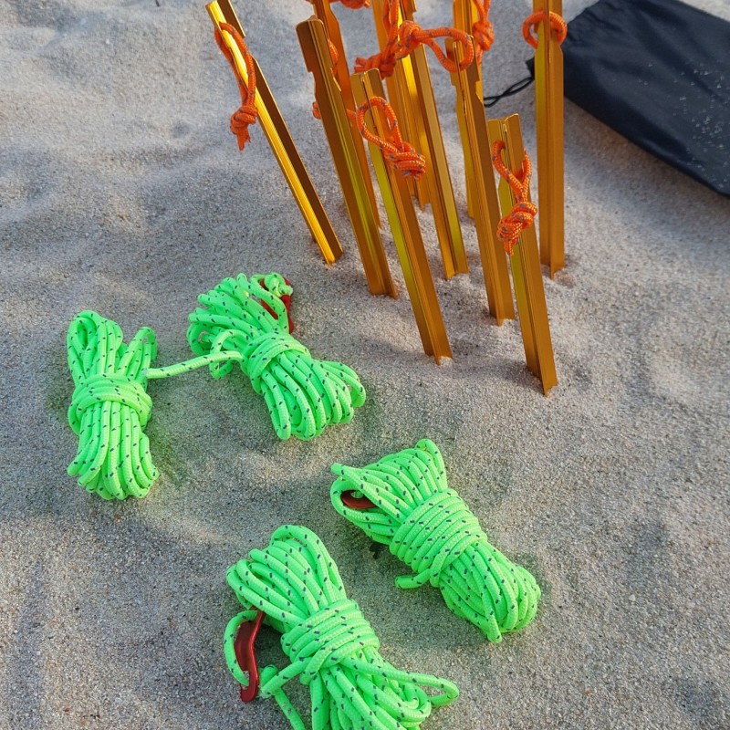 Σετ 4 σχοινιά τέντας 4m*4mm μαζί με 10 πασαλάκια αλουμινίου 18cm - Yaia (surf2857)