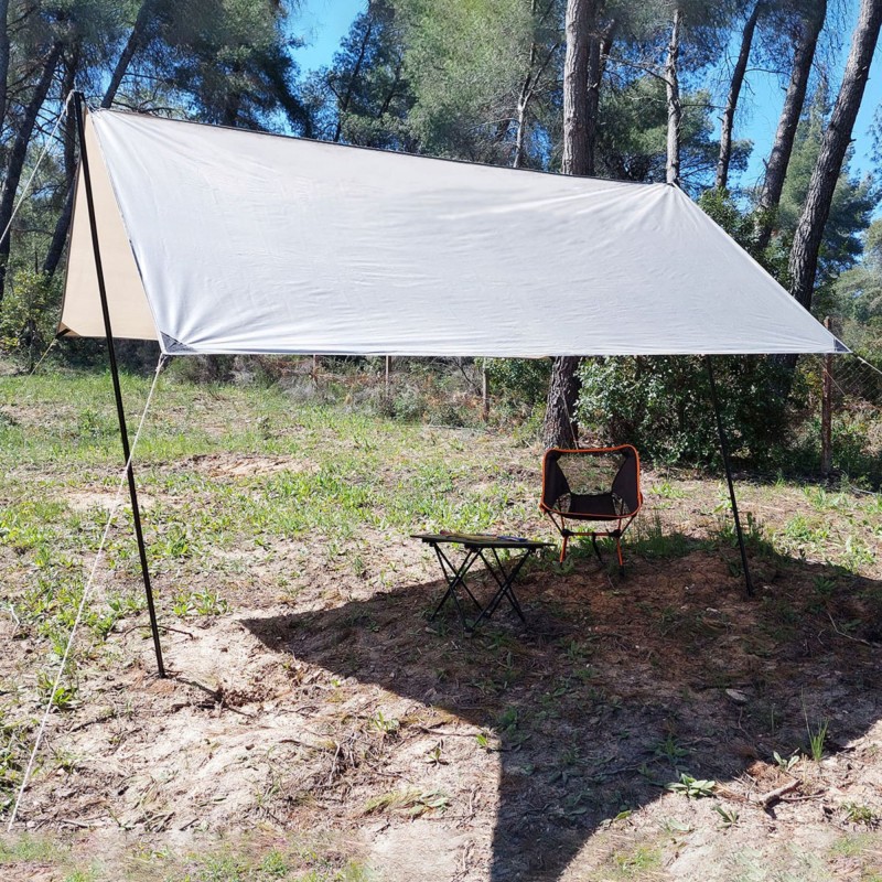 Τέντα αντηλιακή 300*300cm με πασσάλους στήριξης Χακί - Yaia (surf2860)