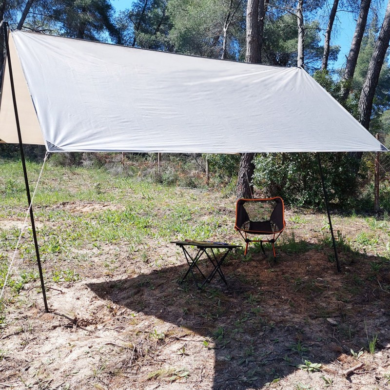 Τέντα αντηλιακή 300*300cm με πασσάλους στήριξης Χακί - Yaia (surf2860)