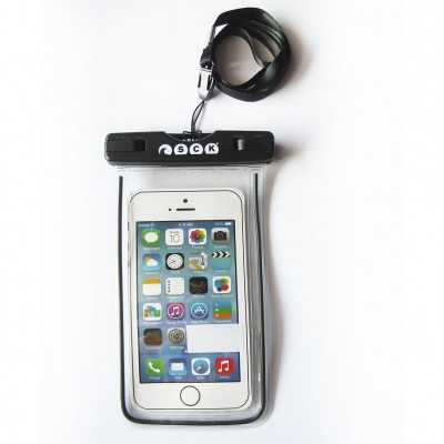 Αδιάβροχη θήκη κινητού με λουράκι SCK μαύρη έως 7'' (surf2139)