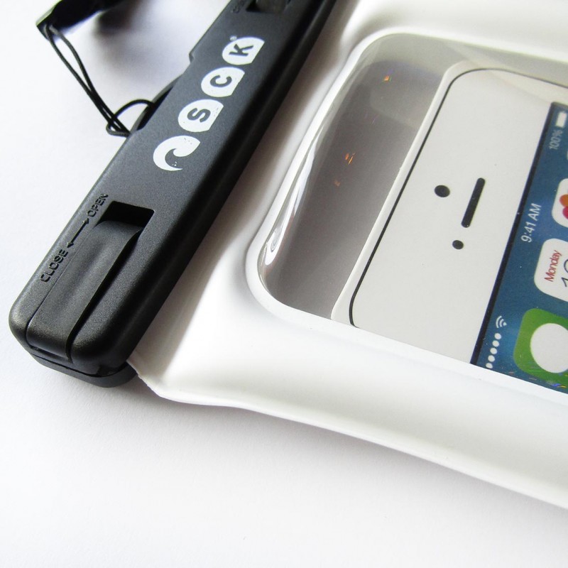 Αδιάβροχη θήκη κινητού με λουράκι που επιπλέει SCK άσπρη έως 8" (surf2120)