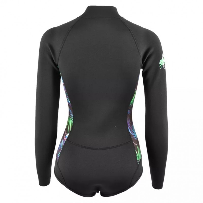 Στολή μαγιό νεοπρέν 2mm Freedive γυναικεία Μαύρη με τύπωμα και φερμουάρ στο στήθος Aropec (surfDS-6B147W-2MM-BK)