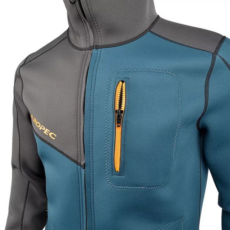 Τζάκετ με κουκούλα νεοπρέν 2mm Loosefit Γκρι/Navy - Aropec (surf2715)