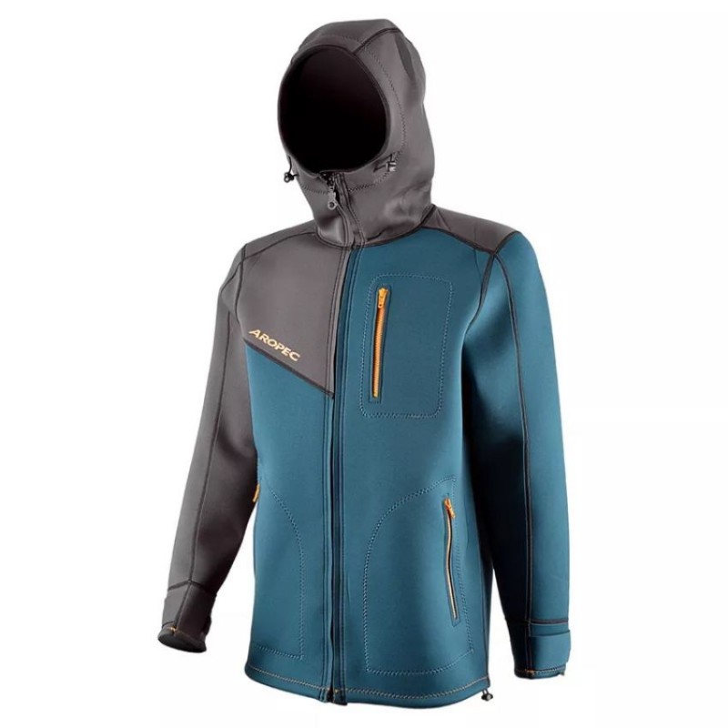Τζάκετ με κουκούλα νεοπρέν 2mm Loosefit Γκρι/Navy - Aropec (surf2715)