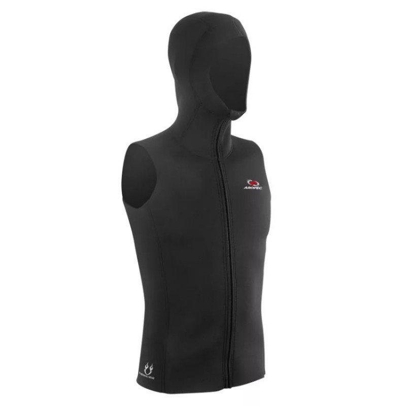Γιλέκο νεοπρενίου 2.5mm αμάνικο με φερμουάρ και κουκούλα ενηλίκων Μαύρο - Aropec (surf2716)