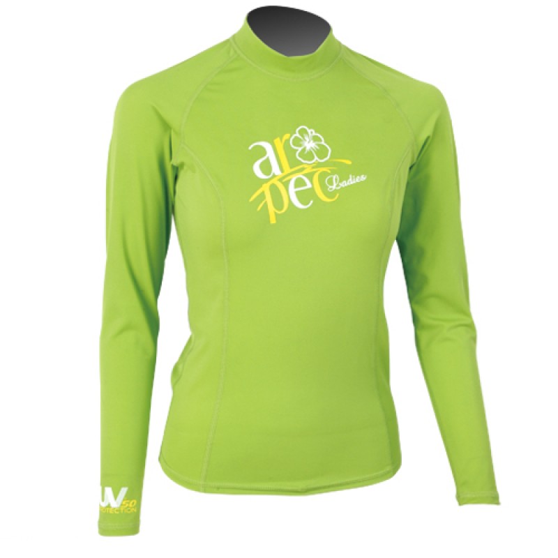 UV αντηλιακή λύκρα με μακρύ μανίκι Γυναικεία Στενή εφαρμογή Lime - Aropec (surf03022-51W-LIME)