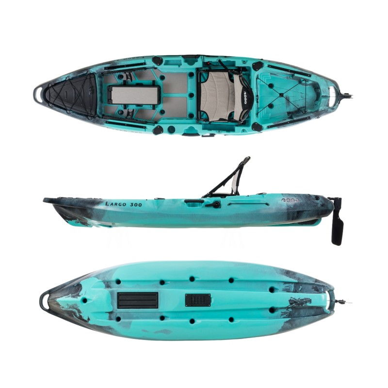 SCK Largo 300 Μονοθέσιο Pedal Kayak ready με αλουμινίου κάθισμα και τιμονιέρα | Τιρκουάζ- Μαύρο (surf2733)