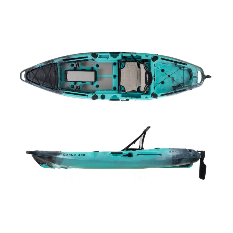 SCK Largo 300 Μονοθέσιο Pedal Kayak ready με αλουμινίου κάθισμα και τιμονιέρα | Τιρκουάζ- Μαύρο (surf2733)