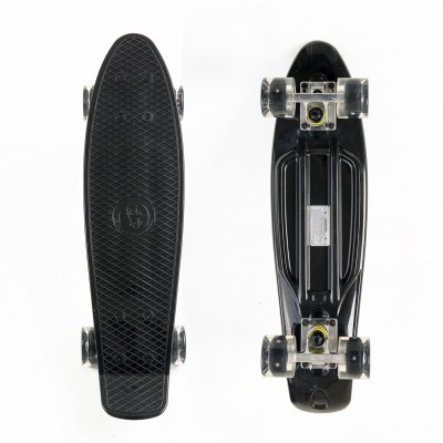 Πλαστικό mini cruiser skateboard 22.5'' μαύρο με LED ρόδες Fish (surf0504-226829)