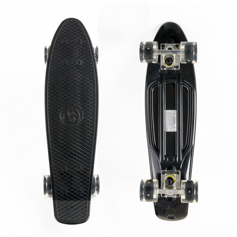 Πλαστικό mini cruiser skateboard 22.5'' μαύρο με LED ρόδες Fish (surf0504-226829)
