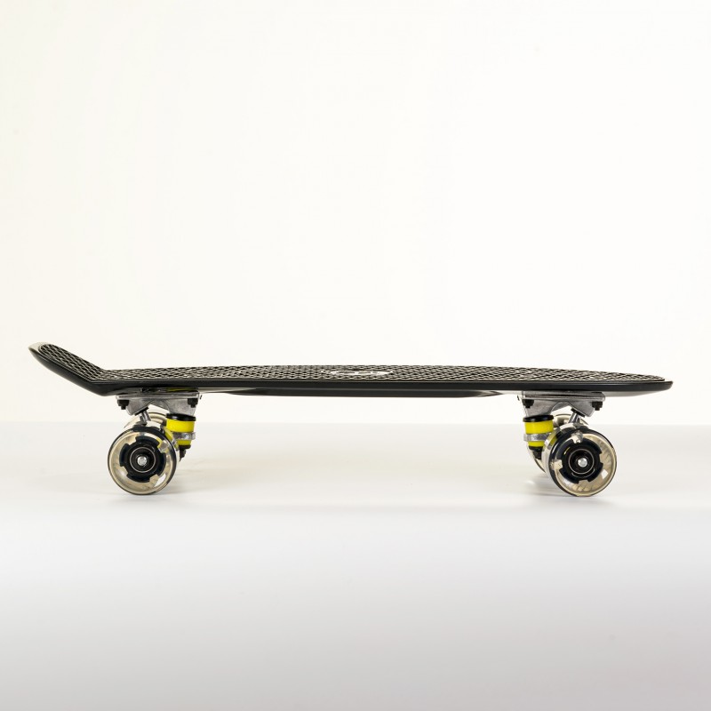 Πλαστικό mini cruiser skateboard 22.5'' μαύρο με LED ρόδες Fish (surf0504-226829)