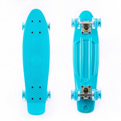 Πλαστικό mini cruiser skateboard 22.5'' Μπλε με LED ρόδες Fish (surfSK-22INCH-LED-BLUE)