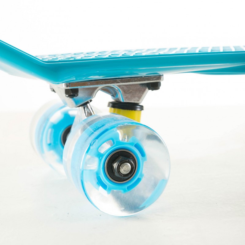 Πλαστικό mini cruiser skateboard 22.5'' Μπλε με LED ρόδες Fish (surfSK-22INCH-LED-BLUE)