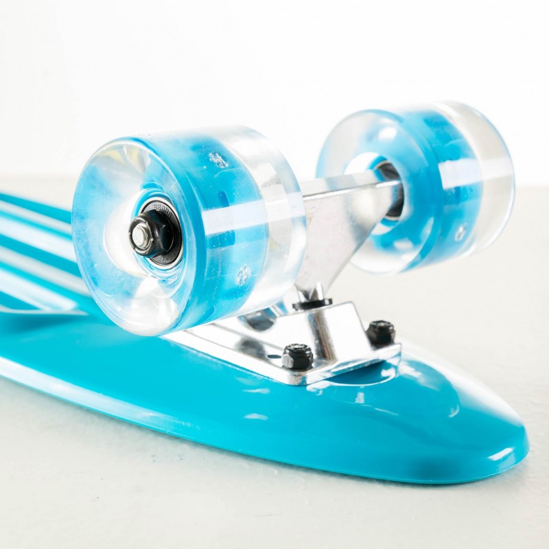 Πλαστικό mini cruiser skateboard 22.5'' Μπλε με LED ρόδες Fish (surfSK-22INCH-LED-BLUE)