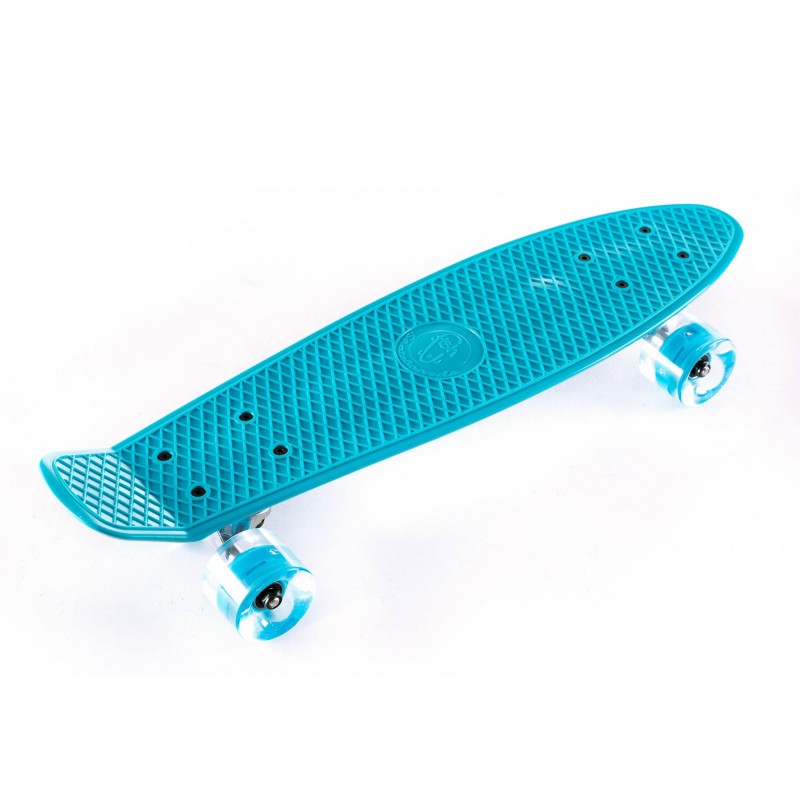 Πλαστικό mini cruiser skateboard 22.5'' Μπλε με LED ρόδες Fish (surfSK-22INCH-LED-BLUE)