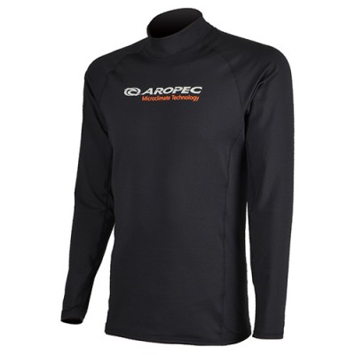 UV αντηλιακή λύκρα thermal fleece με μακρύ μανίκι Κανονική εφαρμογή Μαύρο - Aropec (surfSS-5K86M-FLEECE-BK)