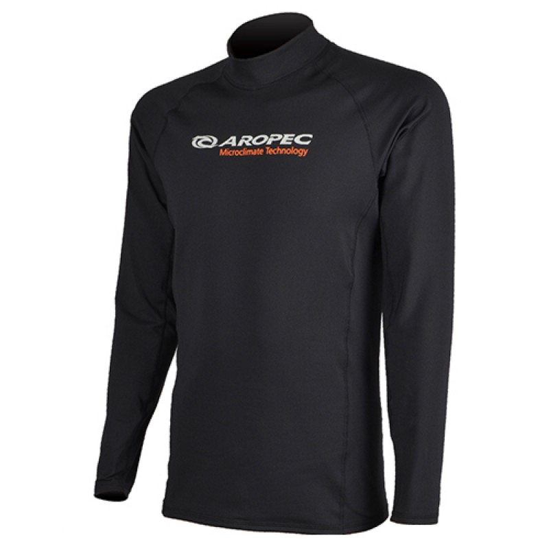 UV αντηλιακή λύκρα thermal fleece με μακρύ μανίκι Κανονική εφαρμογή Μαύρο - Aropec (surfSS-5K86M-FLEECE-BK)