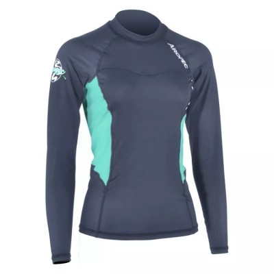 UV αντηλιακή λύκρα με μακρύ μανίκι γυναικεία στενή εφαρμογή γκρι/ βεραμάν - Aropec (surf2709)