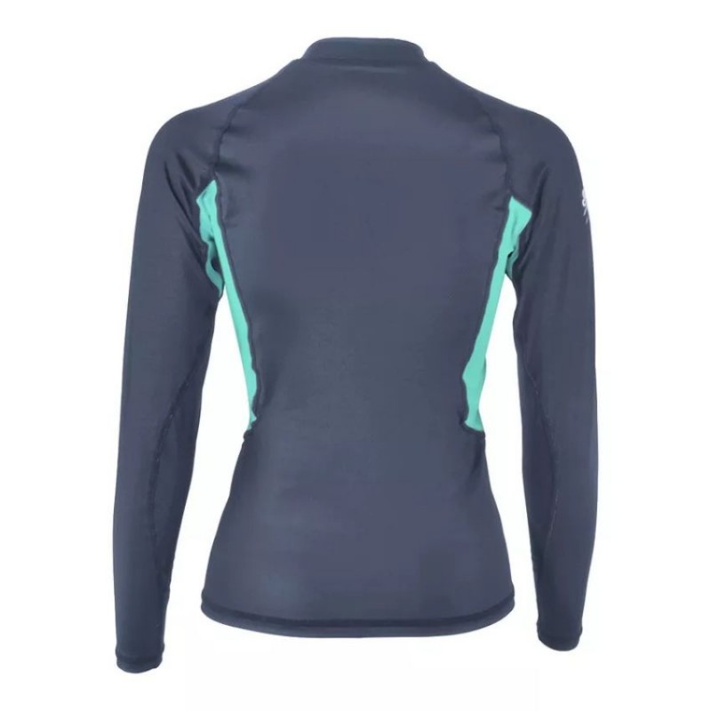 UV αντηλιακή λύκρα με μακρύ μανίκι γυναικεία στενή εφαρμογή γκρι/ βεραμάν - Aropec (surf2709)