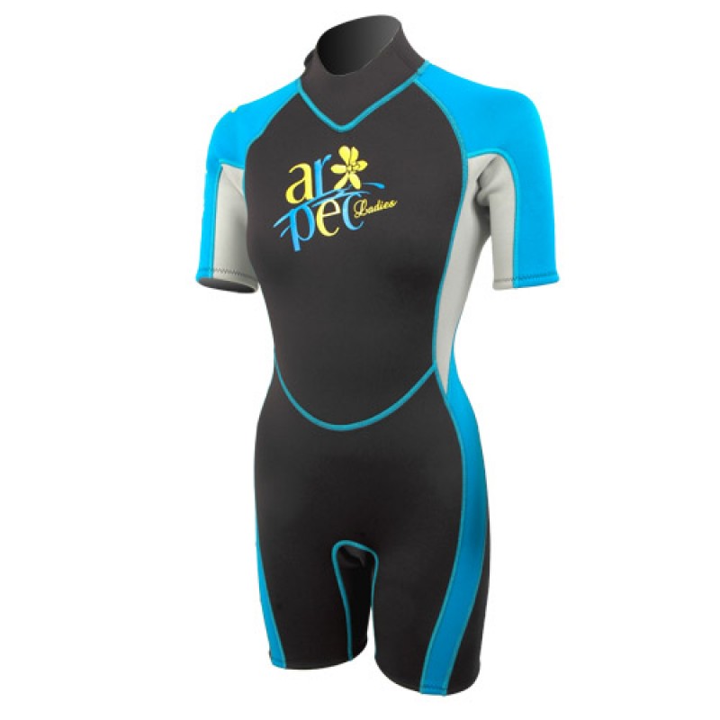 Στολή κοντή νεοπρέν γυναικεία 2,5mm μαύρη-γαλάζια Aropec (surfDS-3B130W-2.5mm-BK/TQ)