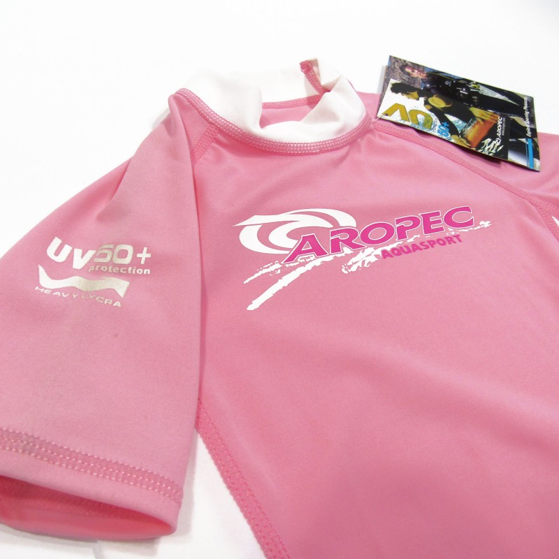 UV λύκρα με κοντό μανίκι παιδική ροζ Aropec (surf03023-3K35C-PK)
