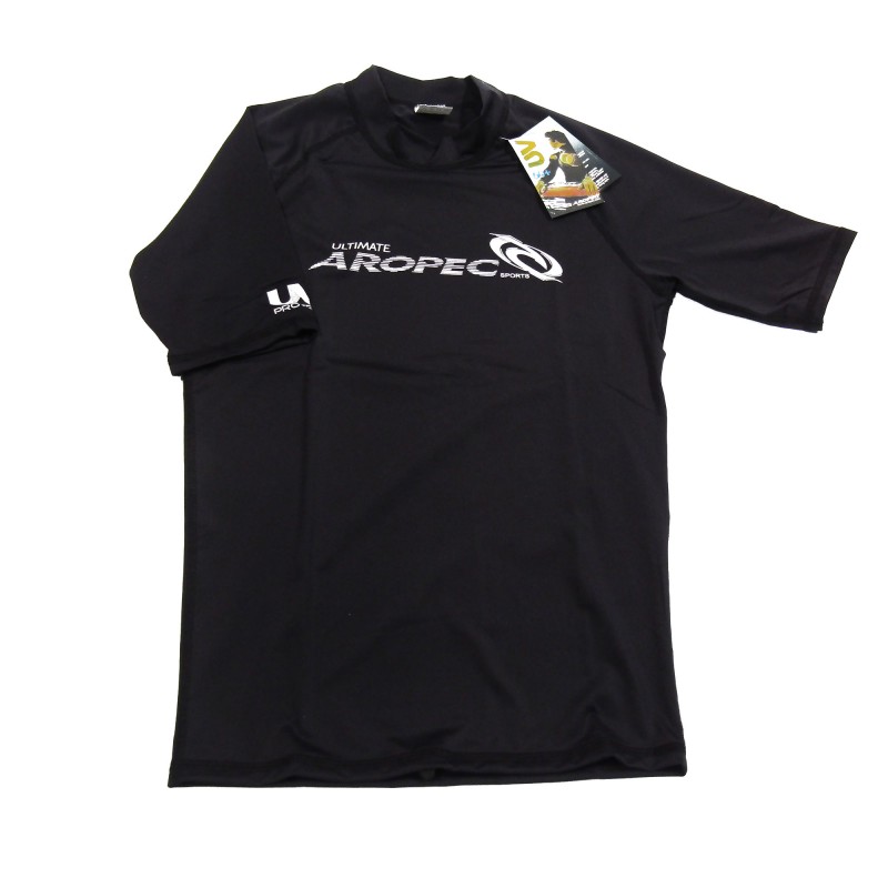 UV αντηλιακή λύκρα με κοντό μανίκι Ανδρική Στενή εφαρμογή Μαύρη - Aropec (surf03022-11M-BK)