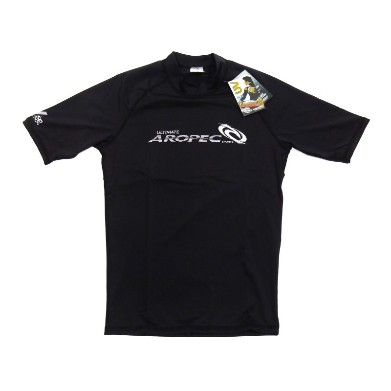 UV αντηλιακή λύκρα με κοντό μανίκι Ανδρική Στενή εφαρμογή Μαύρη - Aropec (surf03022-11M-BK)