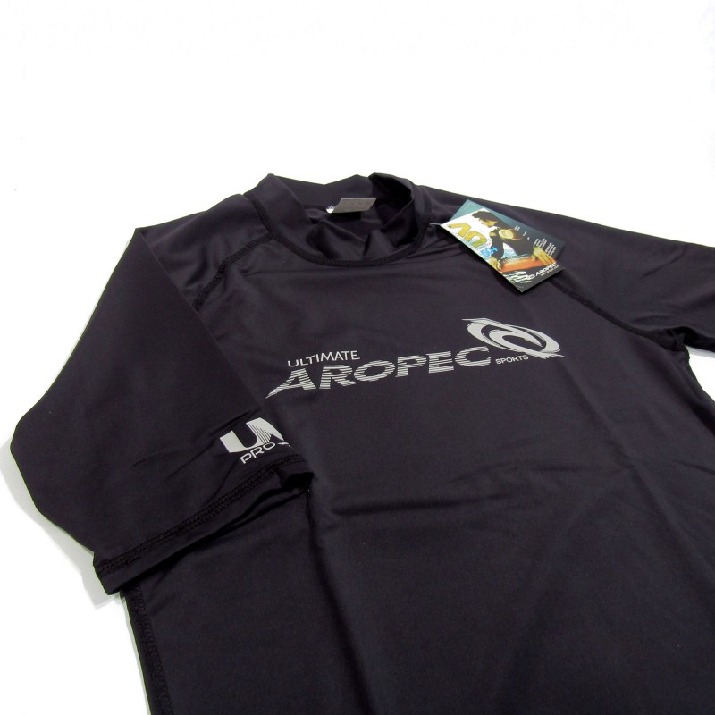 UV αντηλιακή λύκρα με κοντό μανίκι Ανδρική Στενή εφαρμογή Μαύρη - Aropec (surf03022-11M-BK)